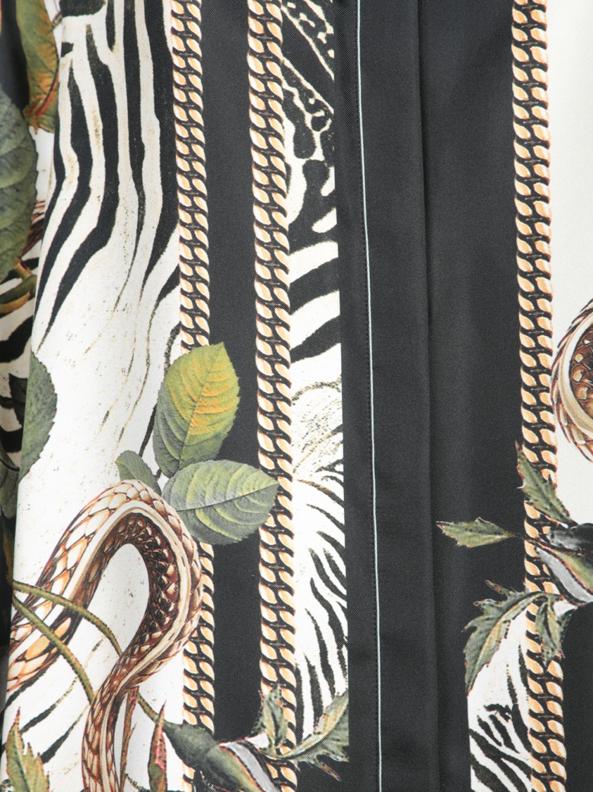 Shop Roberto Cavalli Silk Shirt With Animal And Botanical Prints In Black