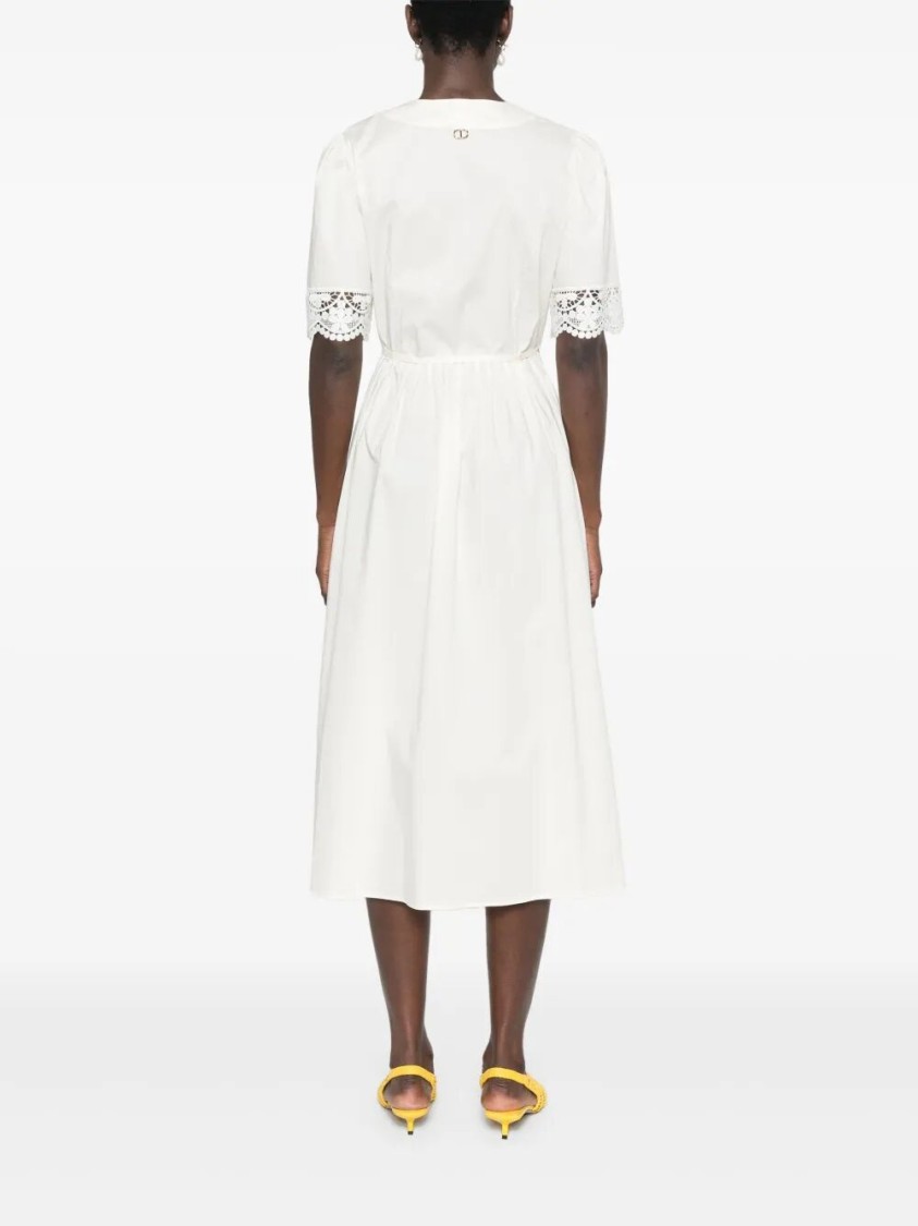 Twinset Twin-set Wrap Midi Dress With Lace Trim