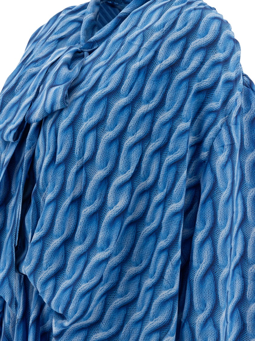 Balenciaga Patterned Drape Midi Dress In Blue
