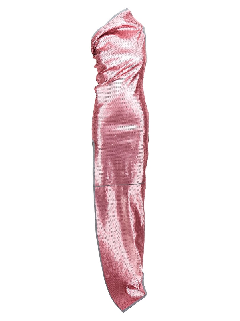 Rick Owens Sequined One-shoulder Denim Evening Dress In Multi