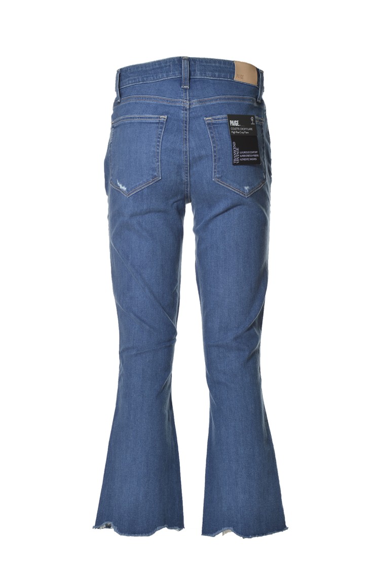 PAIGE PAIGE COLETTE CROP FLARE JEANS IN BLUE DENIM