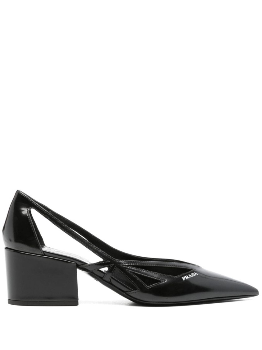 Prada 55mm Debossed-logo Pumps In Black