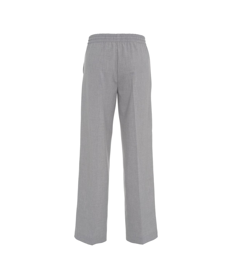 OTTOD'AME OTTOD'AME STRAIGHT-LEG PANTS WITH ELASTIC DRAWSTRING AND TEXTURED FABRIC