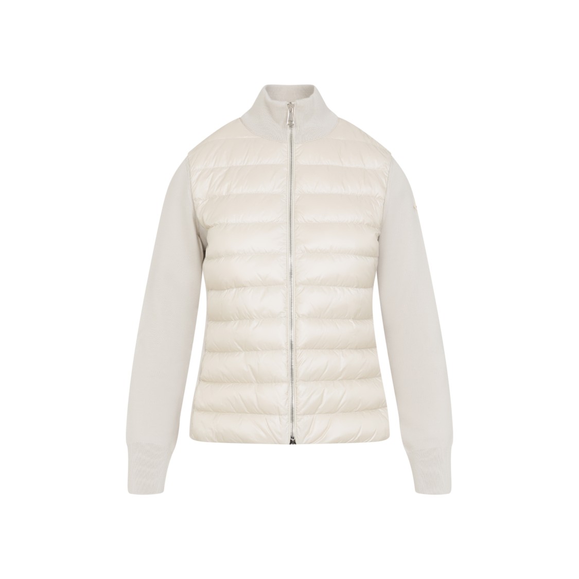 Moncler Quilted Tech Fabric Cardigan Pockets In Neutral