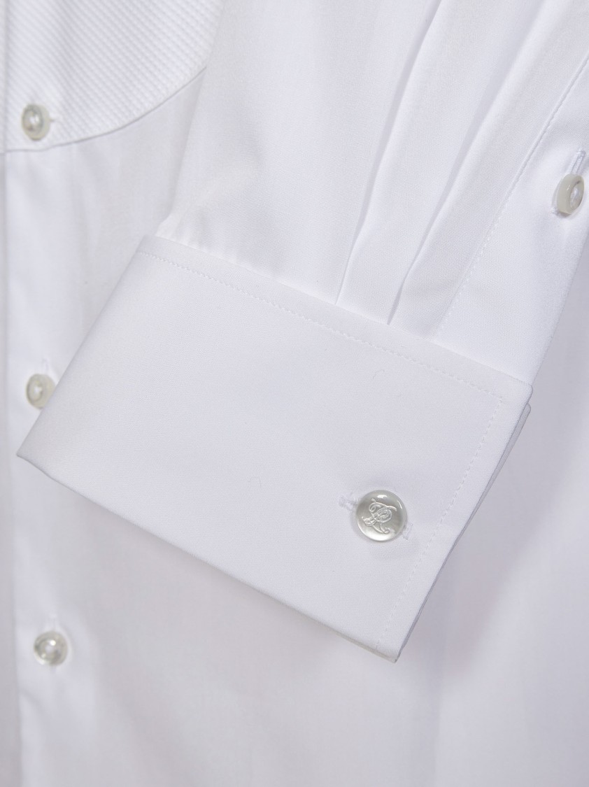 Shop Polo Ralph Lauren White Tuxedo Shirt With Tone-on-tone Piquet Plastron