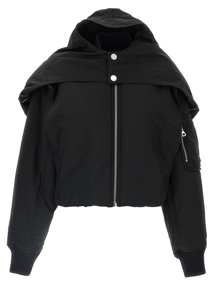 Jean Paul Gaultier Cropped Bomber With Hidden Hood Detail In Black