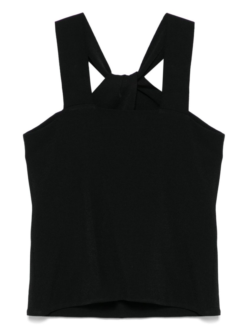 D Exterior Dexterior Twisted Back Top In Soft Viscose Blend In Black