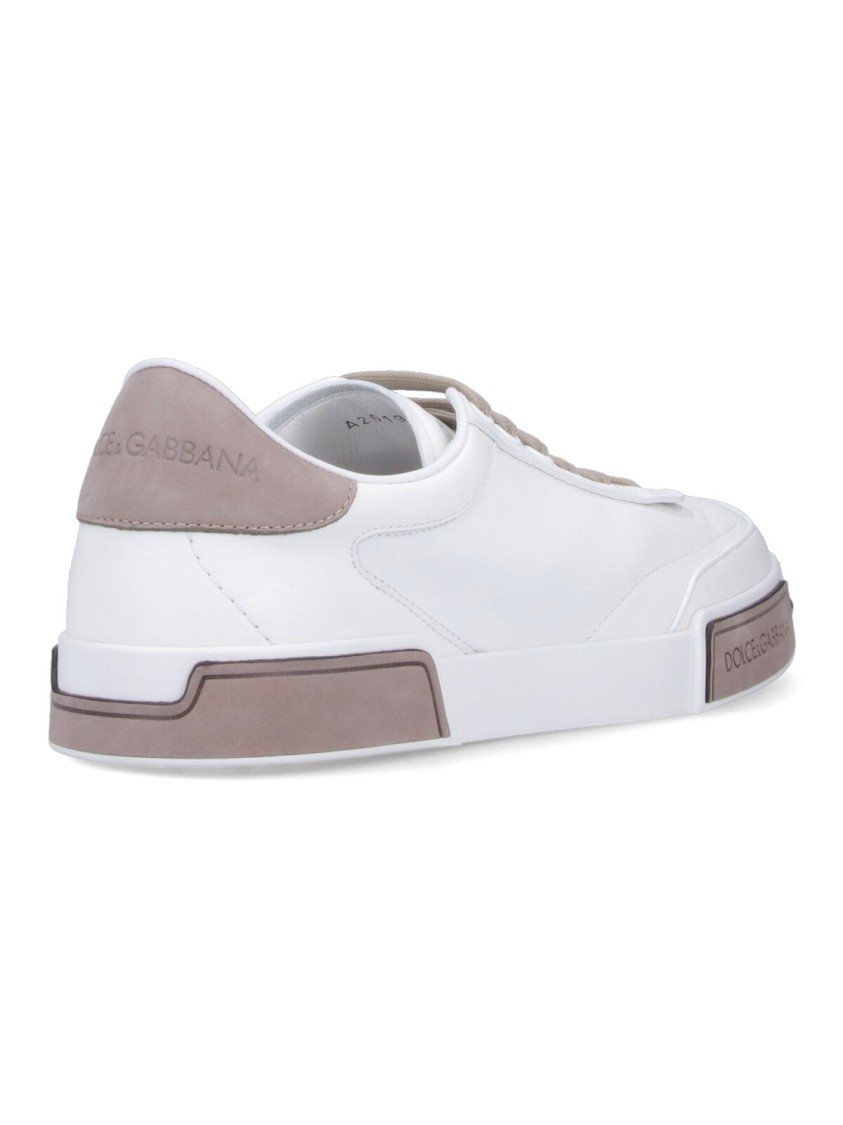 Dolce & Gabbana Portofino Yatch Sneakers In Calfskin Color White And Dove Grey In Red