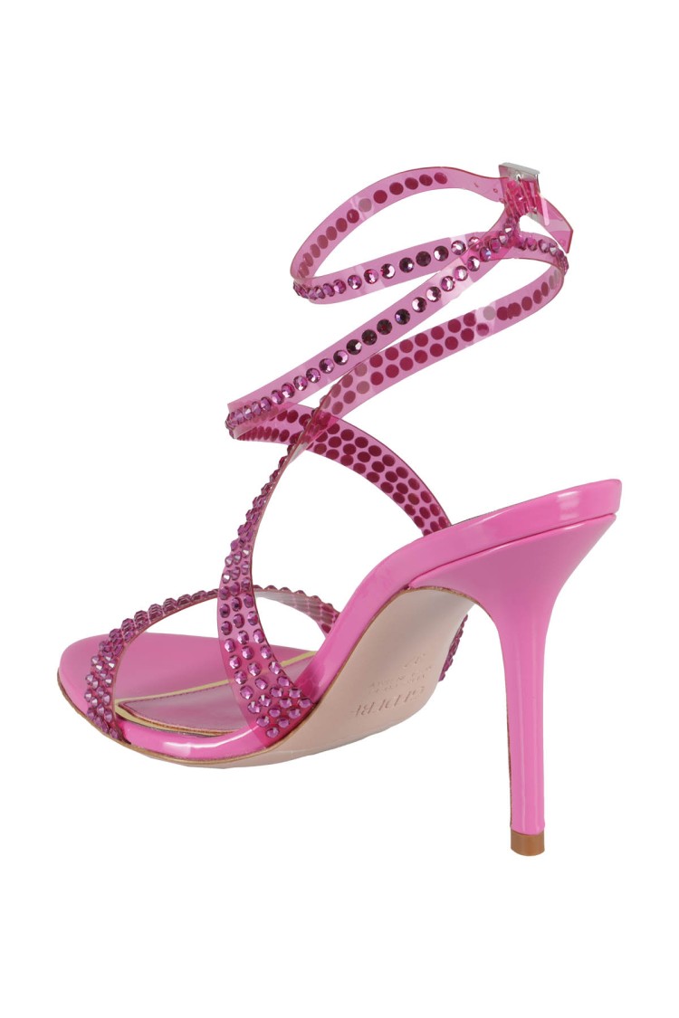 Gedebe High-heeled Fuchsia Sandals With Intertwined Straps In Pink