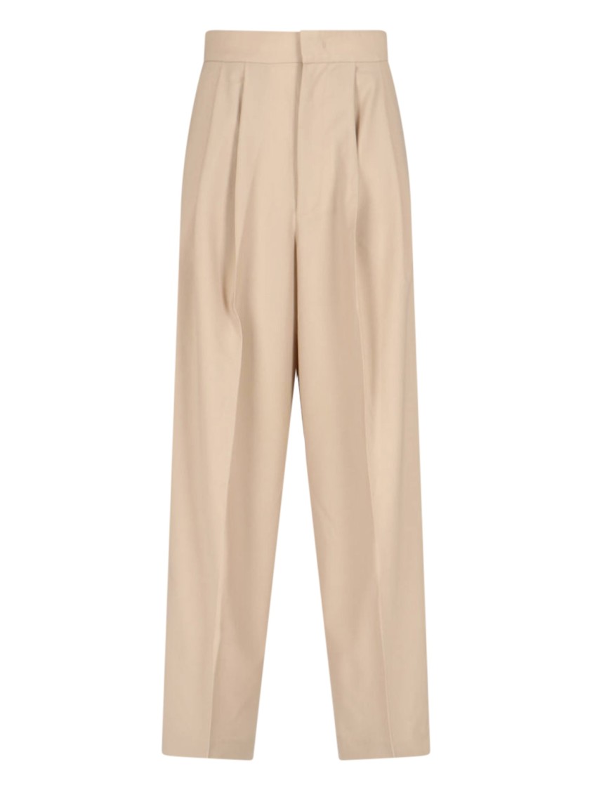 Sa Su Phi High-waisted Wide-leg Trousers With Front Pleats In Neutrals