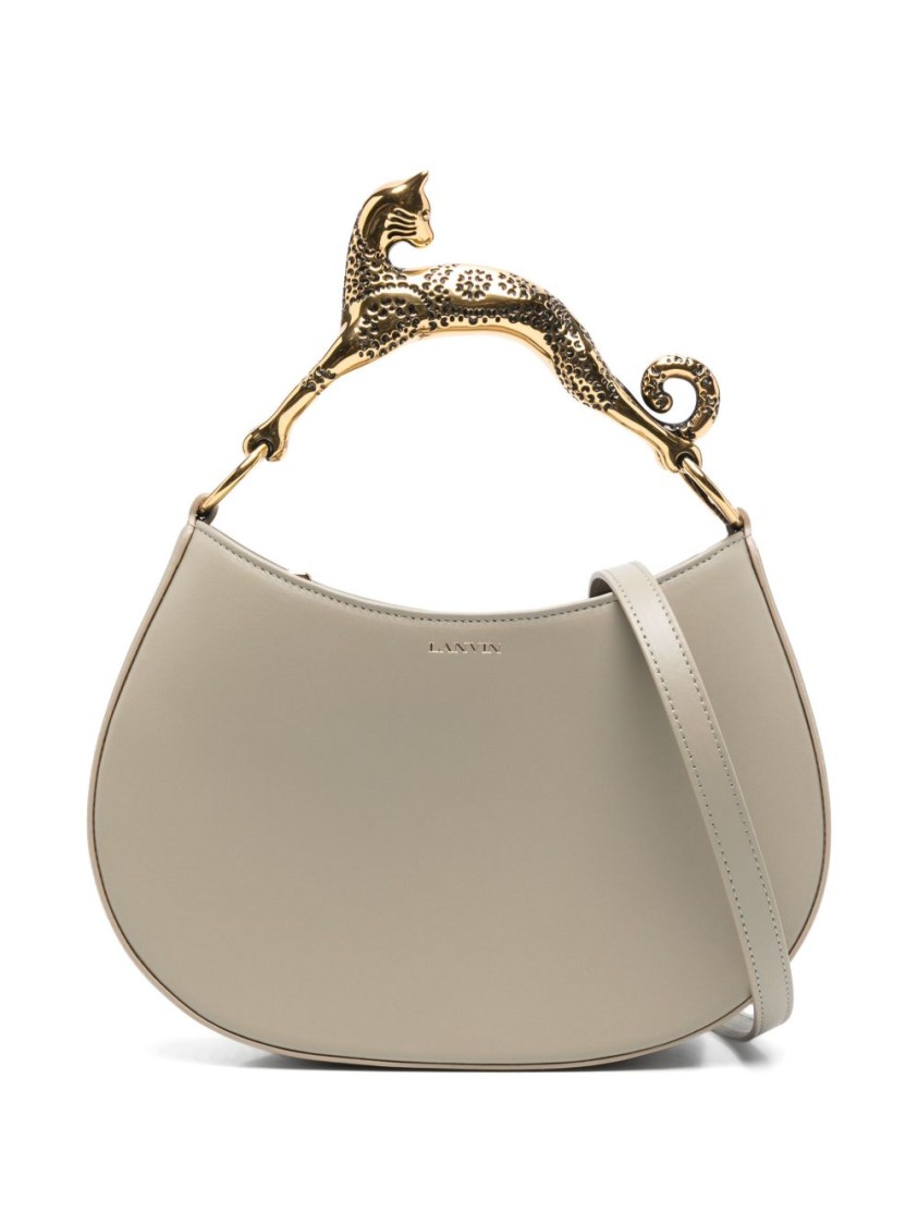 Lanvin Calfskin Shoulder Bag With Leopard Handle