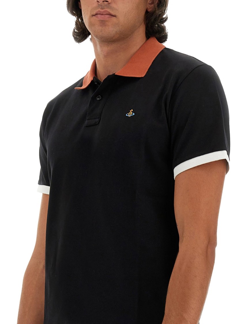 Shop Vivienne Westwood Classic Polo With Contrasting Collar In Black