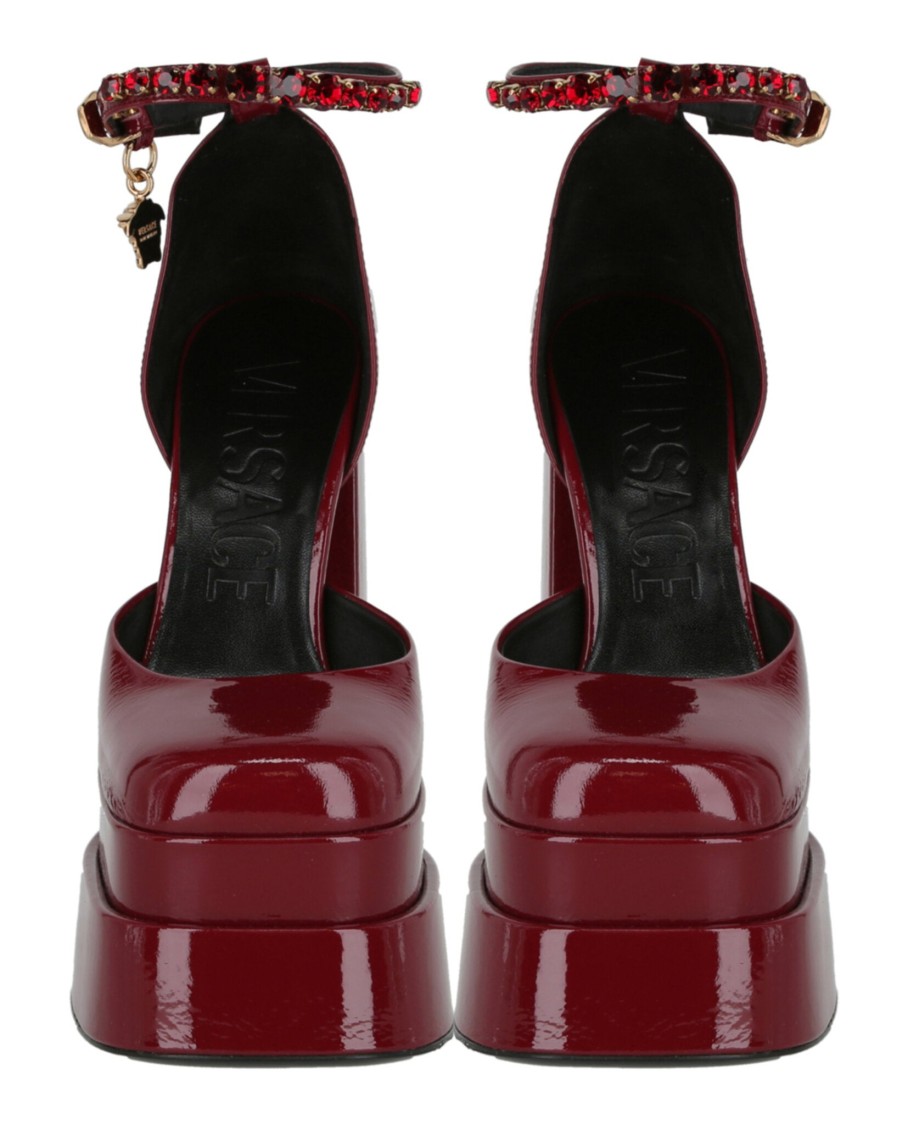 Versace Woman Pumps Burgundy Size 10 Soft Leather