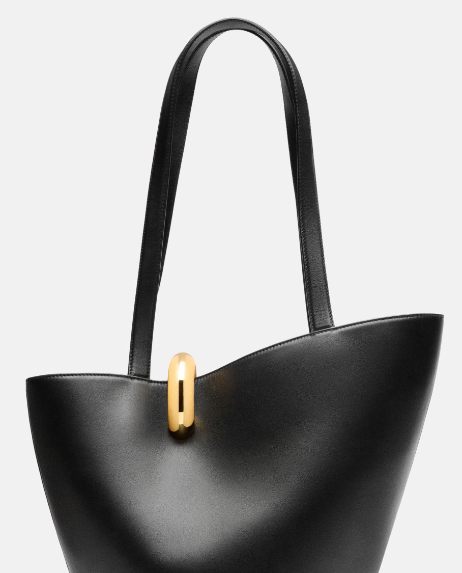 Jacquemus The Medium Bambola Asymmetric Leather Bucket Bag In Black