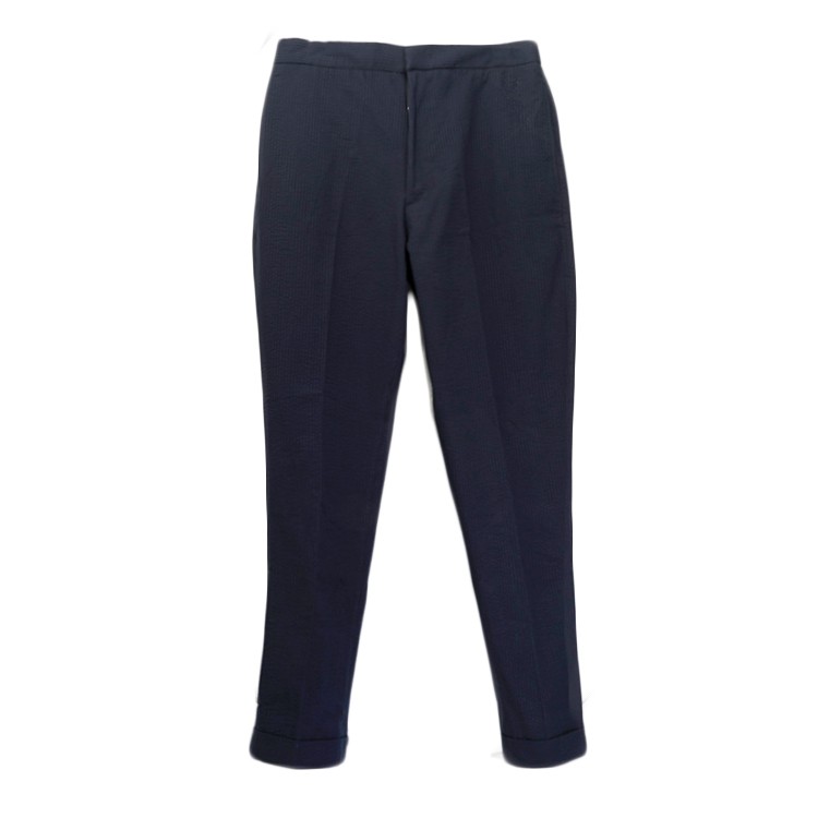 Officine Generale Plain Front Pants With Grosgrain Drawstring In Blue
