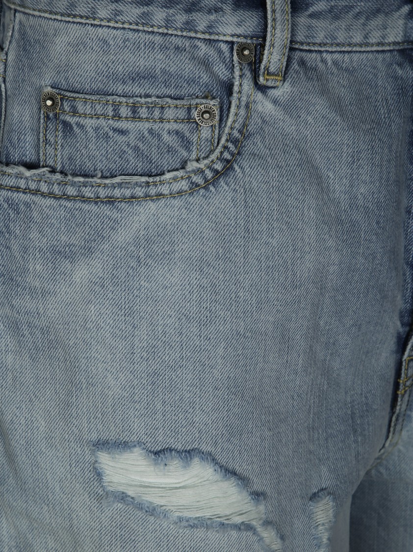Golden Goose Destoyed Bleached Denim Short Pant In Gray