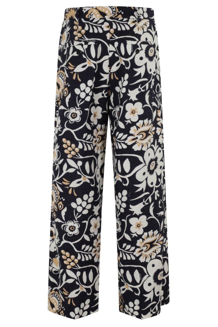 La Doublej La Double J Floral-pattern Loose Pants With Relaxed Fit In Black