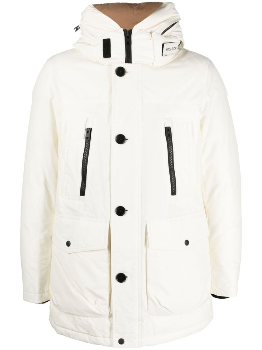 Woolrich Feather Down Hooded Coat In White