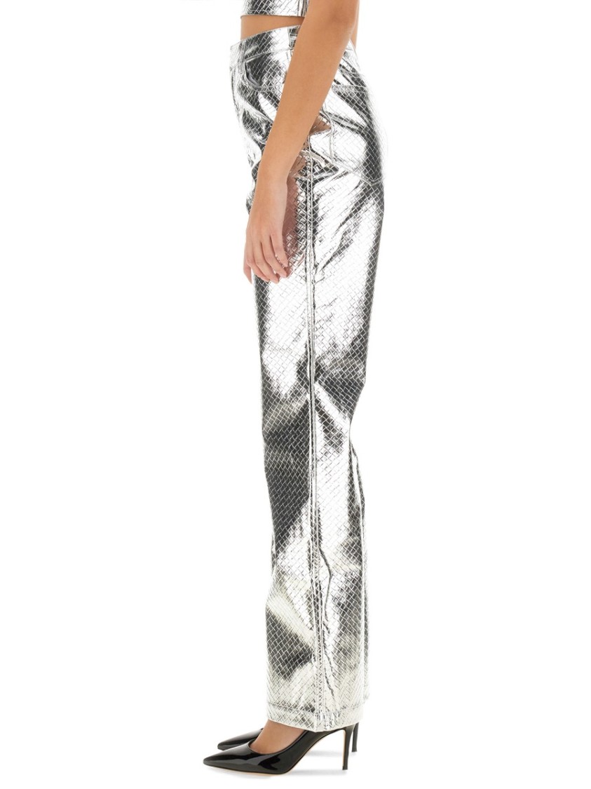 ROTATE BIRGER CHRISTENSEN ROTATE HIGH-WAISTED METALLIC FINISH STRAIGHT LEG PANTS