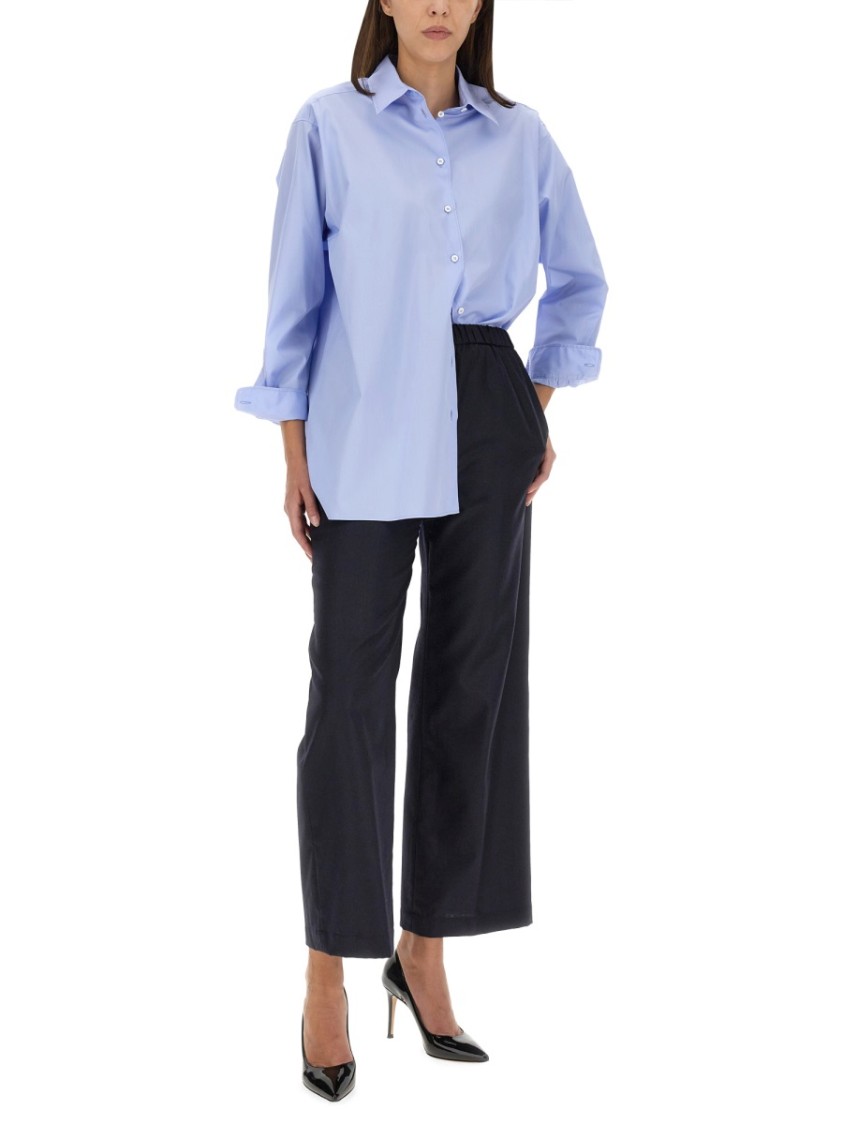 Aspesi Tailored High-waist Pants With Wide Legs In Blue