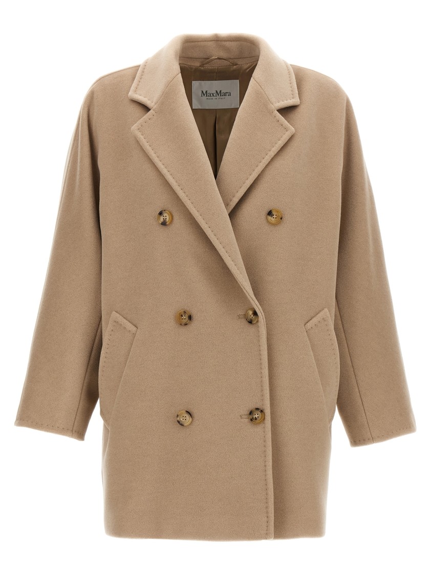 Max Mara Maxmara Rebus Wool Coat Camel In Brown