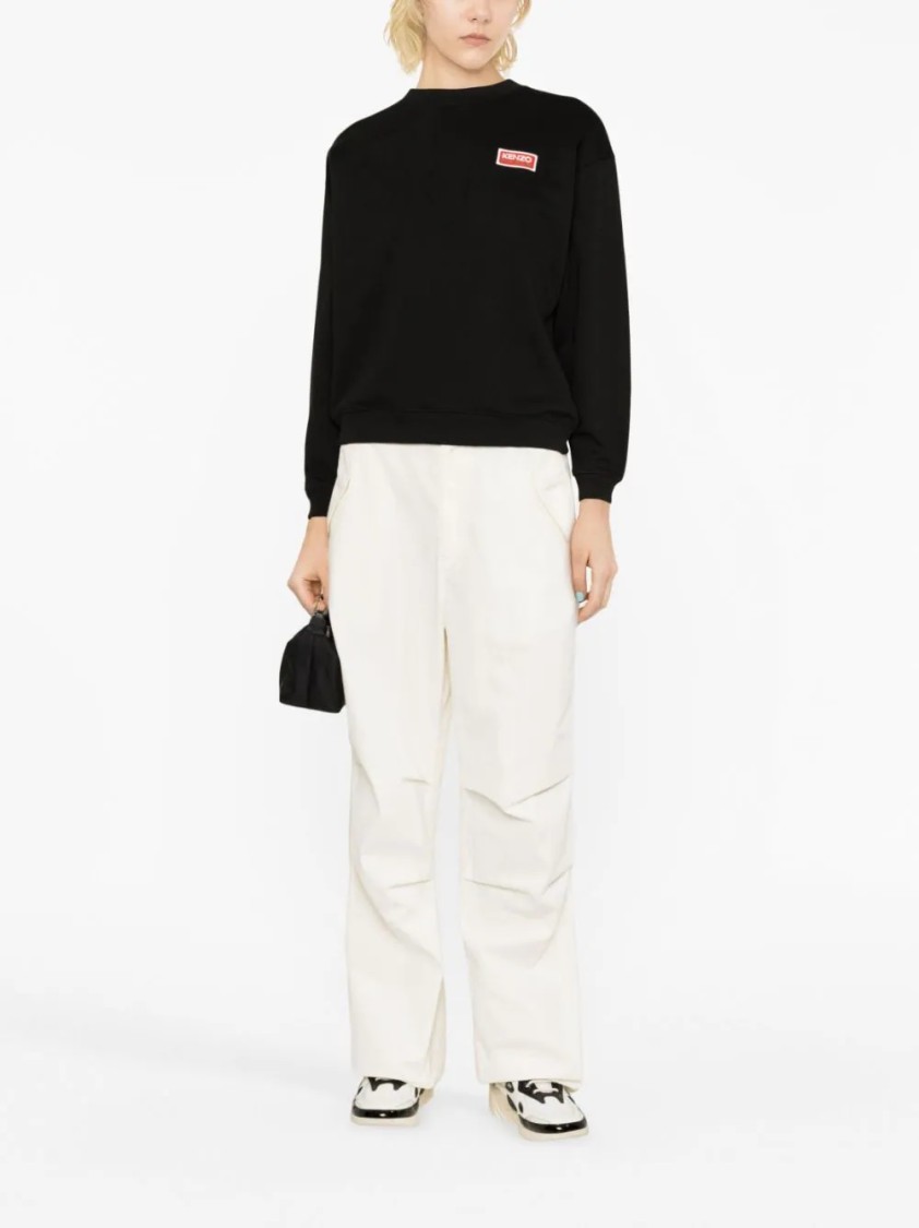 Kenzo Classic Cotton Sweatshirt With Iconic Logo Detail And Relaxed Fit In Black