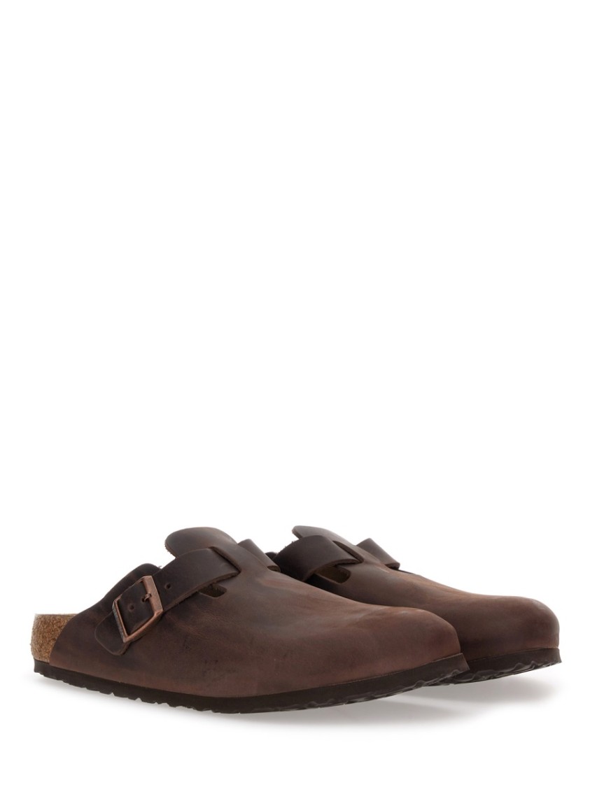 Birkenstock Chocolate Leather Boston Slippers