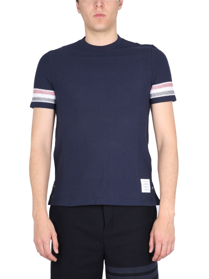 Thom Browne Striped Crewneck T-shirt In Blue