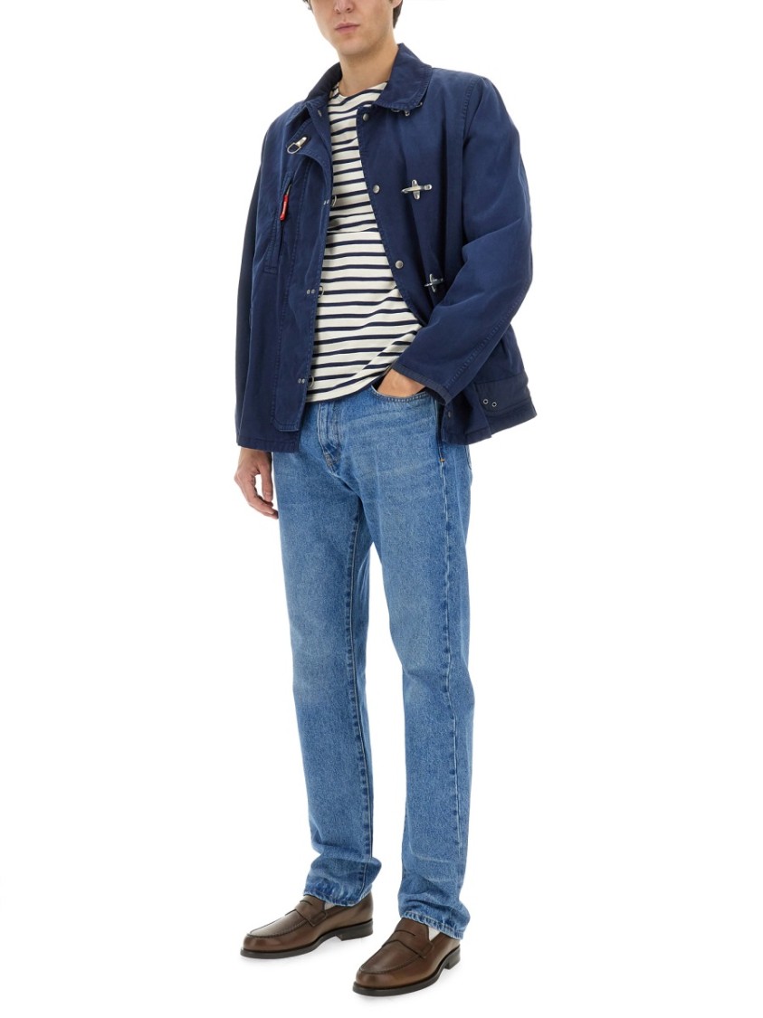 Fay Relaxed-fit Jacket With Button-up Front In Blue