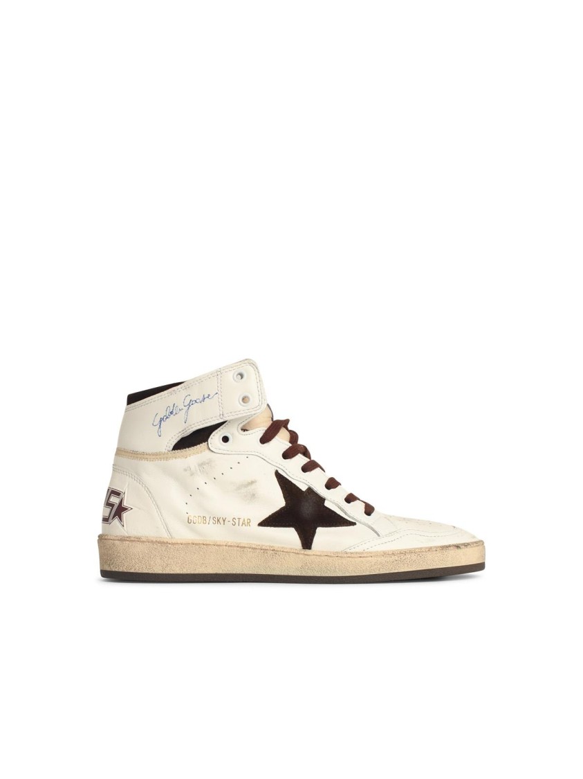 Shop Golden Goose 'sky Star' White Leather Sneakers