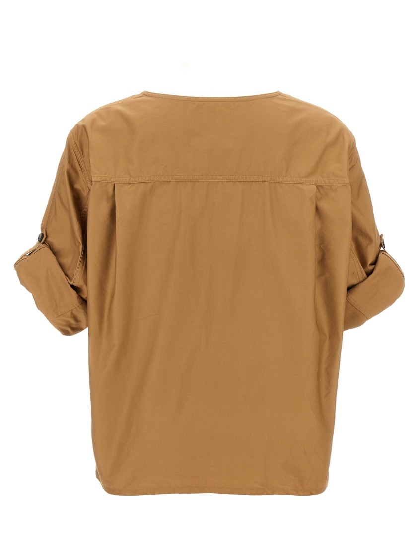 Saint Laurent Twill Blouse In Brown