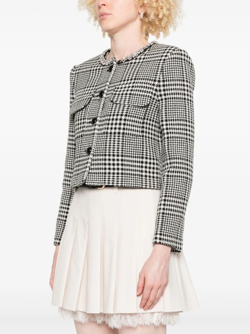 Self-portrait Houndstooth Cropped Jacket In Multi