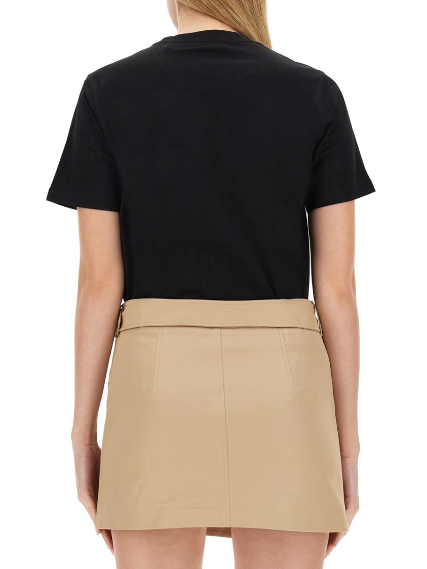 Burberry Black T-shirt With Bold Logo Design In Brown