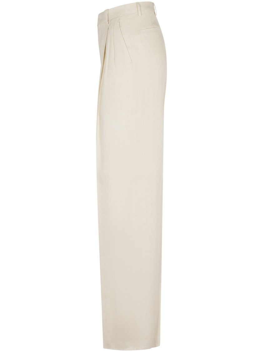 Tagliatore High-waisted Wide-leg Trousers With Pleated Front In White