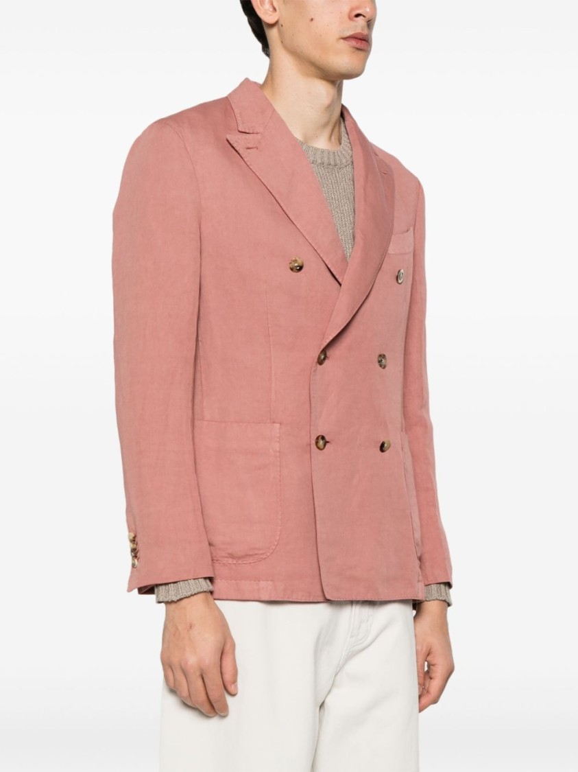 Boglioli Double-breasted Tailored Black Jacket With Fabric Blend In Pink