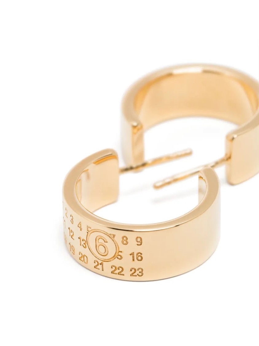 Shop Mm6 Maison Margiela Mm6 By Maison Margiela Numeric-engraved Hoop Earrings In Gold