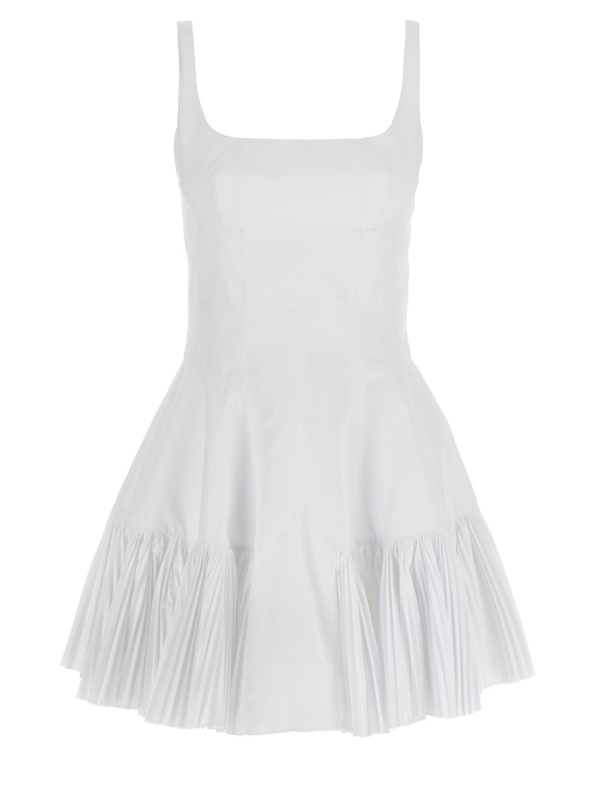 Giovanni Bedin Cotton Blend Mini Dress With Pleated Hem In White