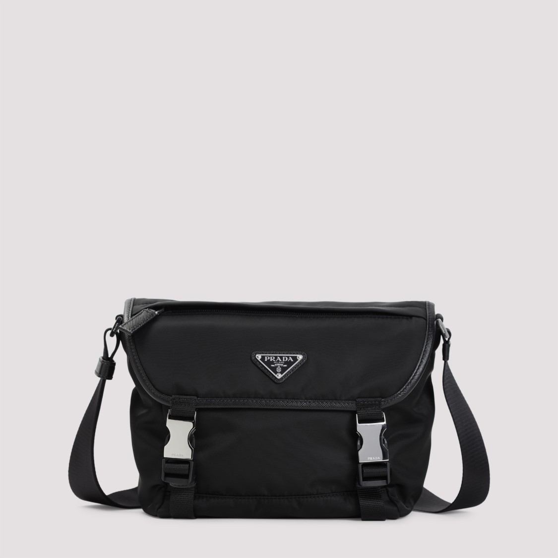 Prada Re-nylon And Saffiano Leather Shoulder Bag In Black