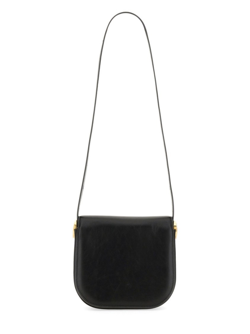 Jil Sander Leather Coin Shoulder Bag With Gold-tone Clasp In Black