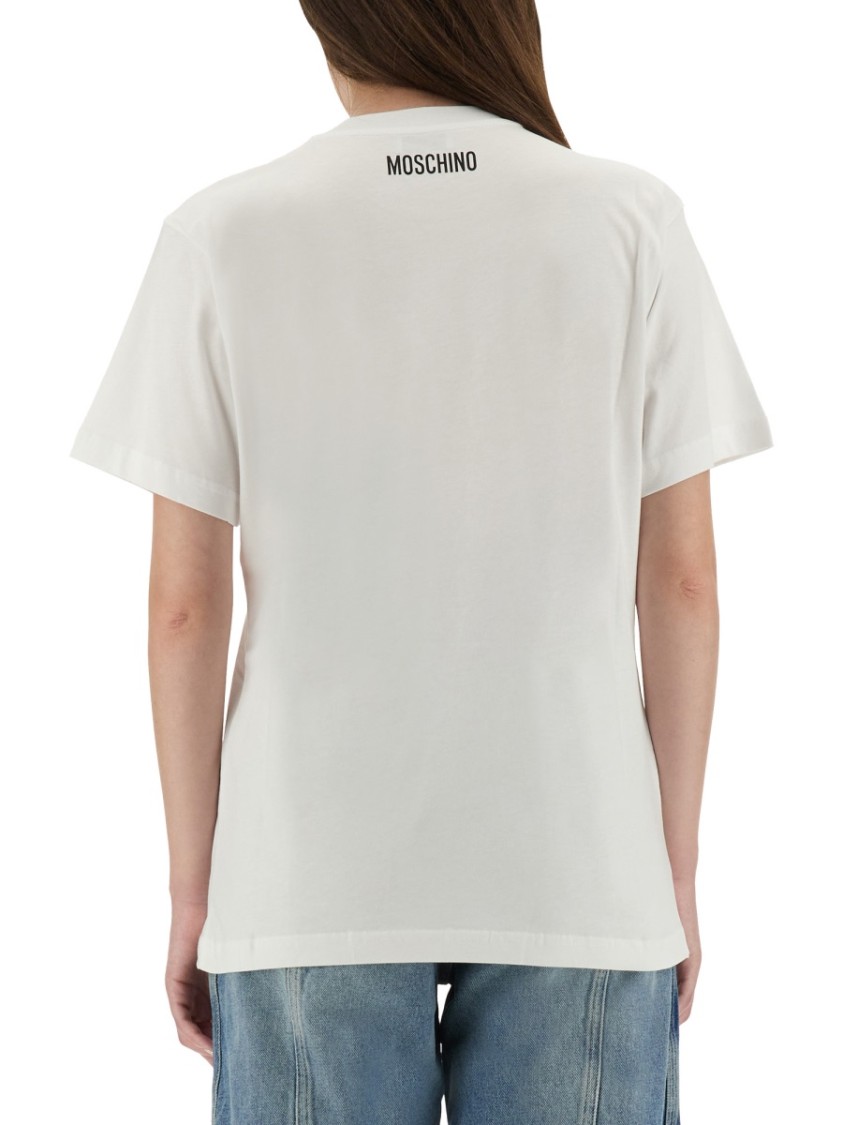 Moschino Playful Cotton T-shirt With Floral Print In White