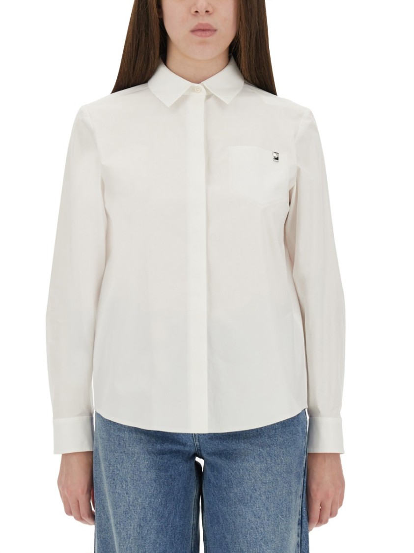 Tory Burch Regular Fit Cotton Poplin Shirt In White