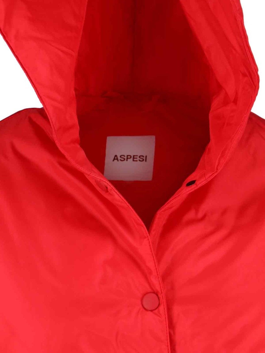 Aspesi Hooded Snap-button Coat In Red