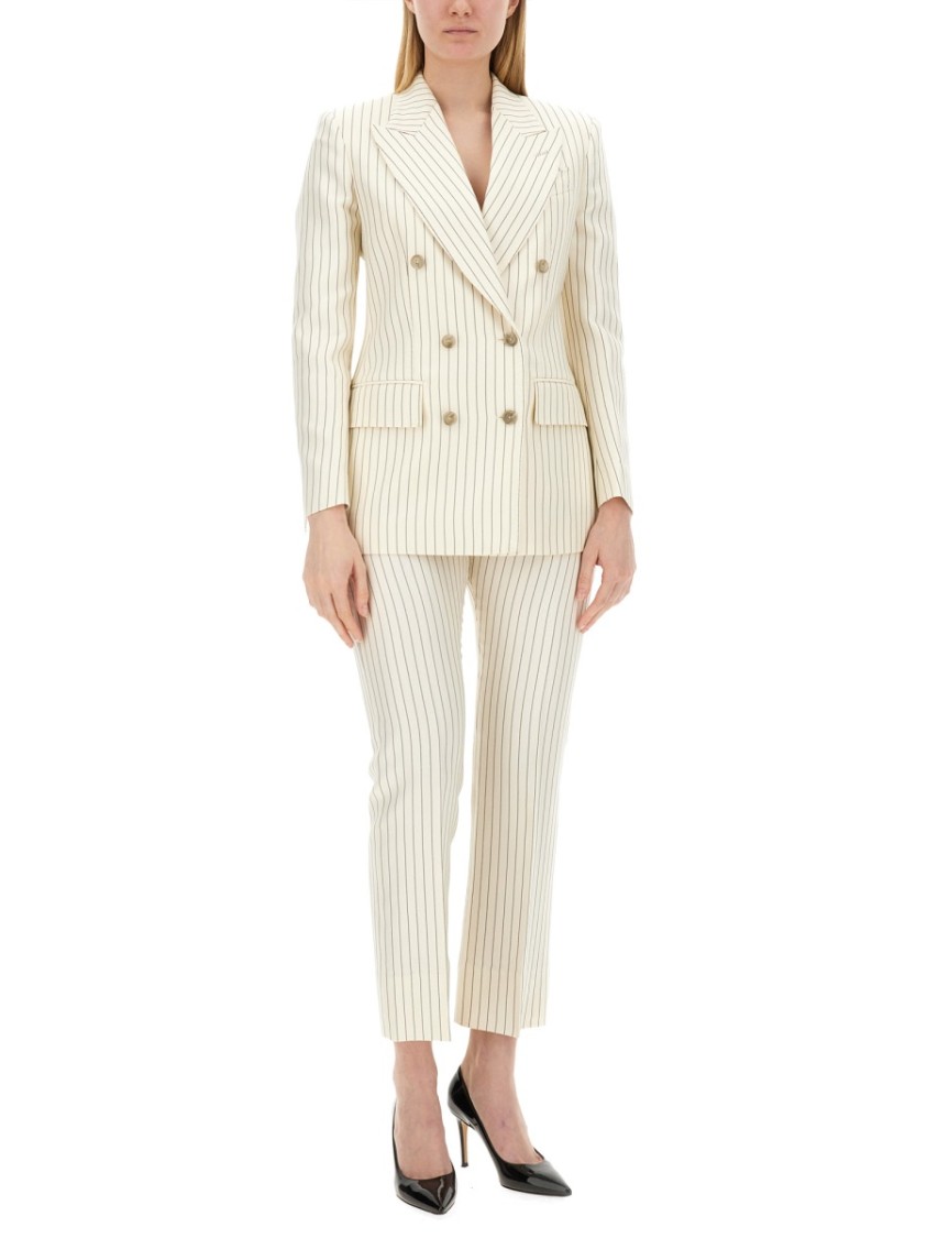 Tom Ford Striped Wool-blend Straight-leg Trousers In Neutrals