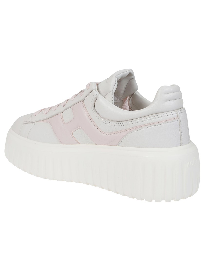 Hogan H645 Leather Sneakers With Platform Sole In White