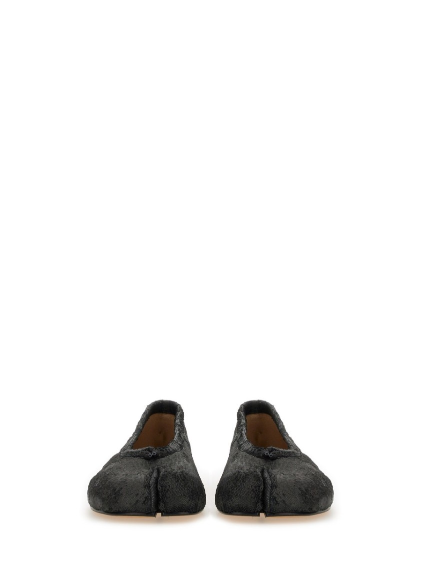 Maison Margiela Black Leather Tabi Ballerinas With Iconic Tabi Split-toe In Black
