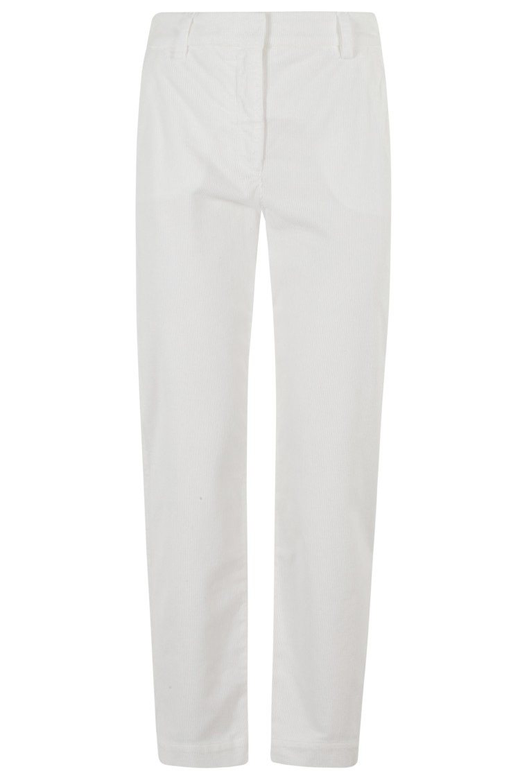Eleventy Ribbed Tailored Trousers With Angled Pockets In White