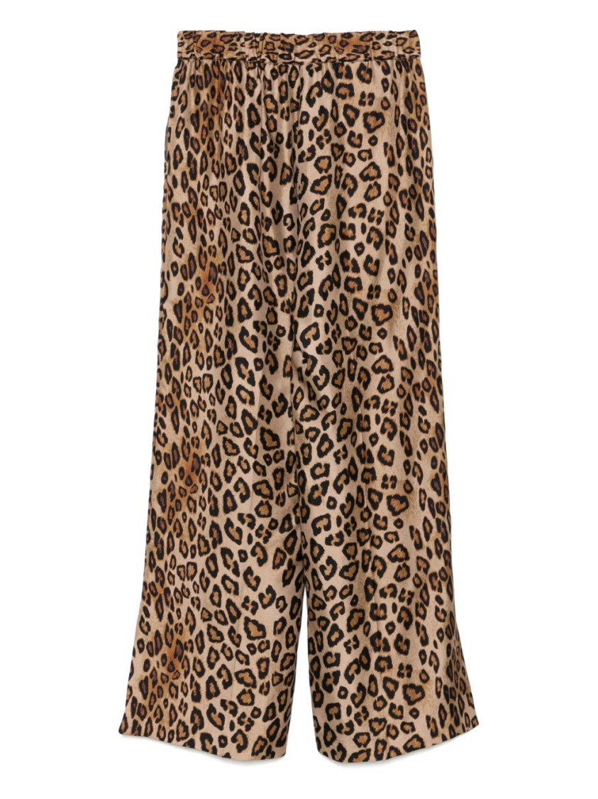 Alberto Biani Leopard Silk Pants In Animal Print