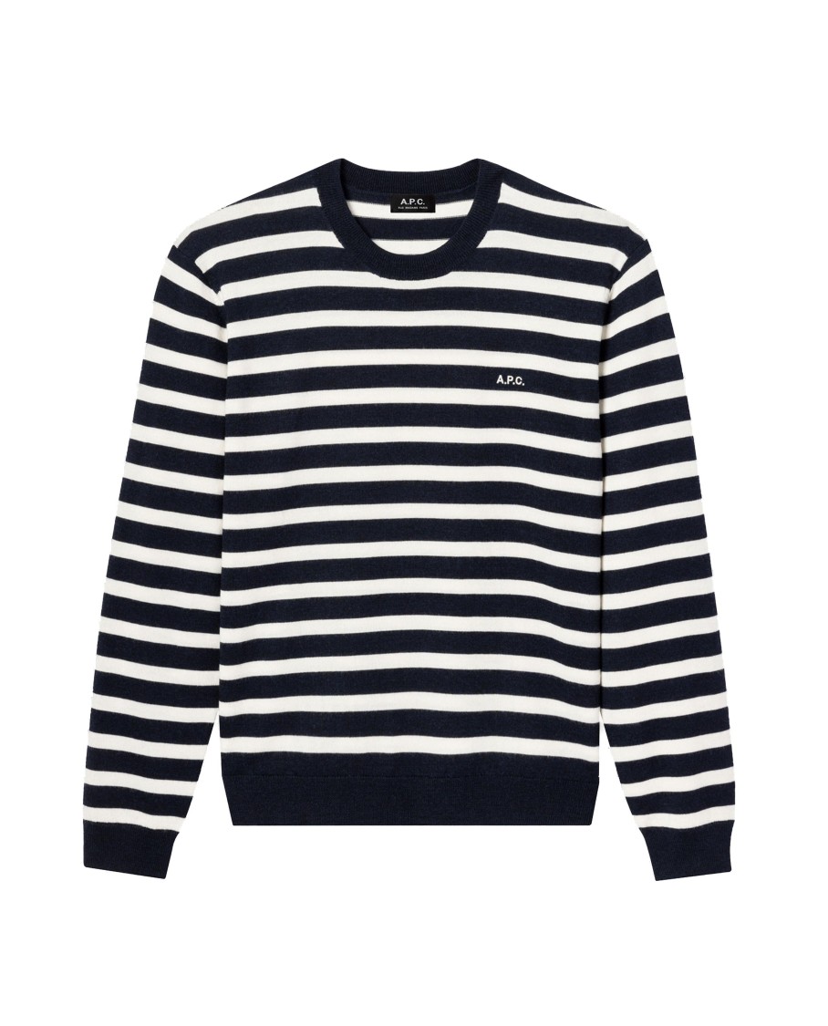 Apc A.p.c. Crewneck Sweater With Classic Striped Pattern In Black