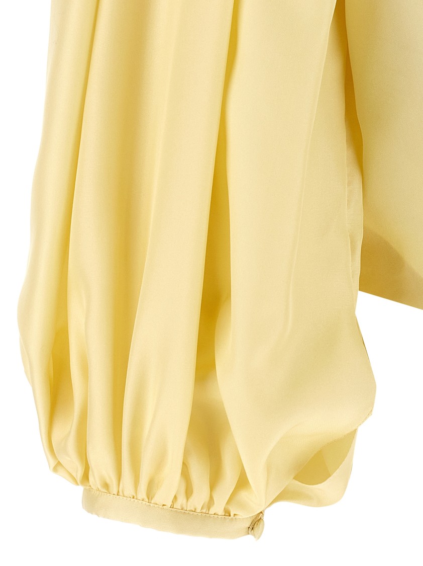 Chloé Draped Top With Keyhole Back And Puffed Sleeves In Yellow