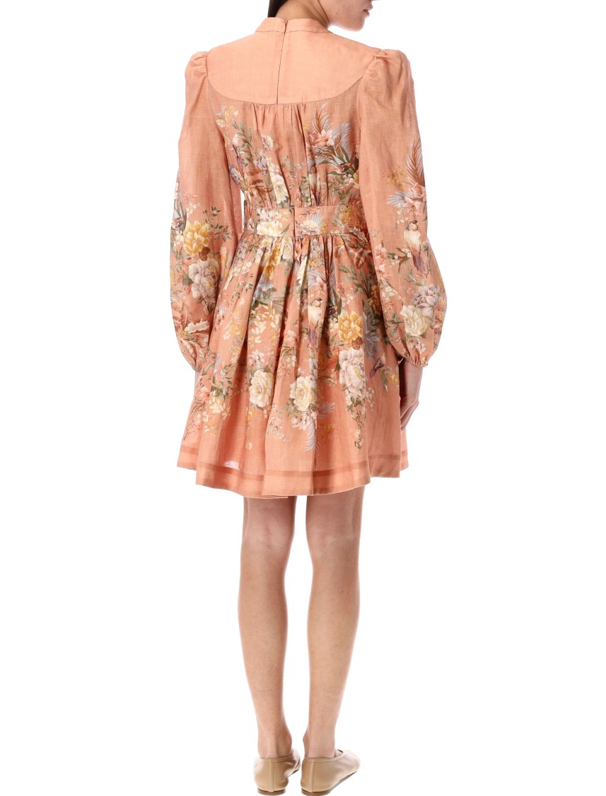 Shop Zimmermann Tallow Plunge Mini Dress In Neutrals